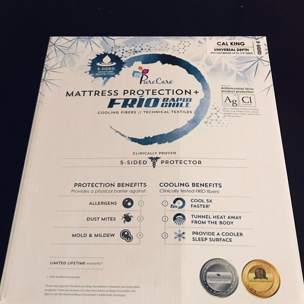 Pure Care Cal King Mattress Protector + Frio Rapid Chill 5 sided protection NEW